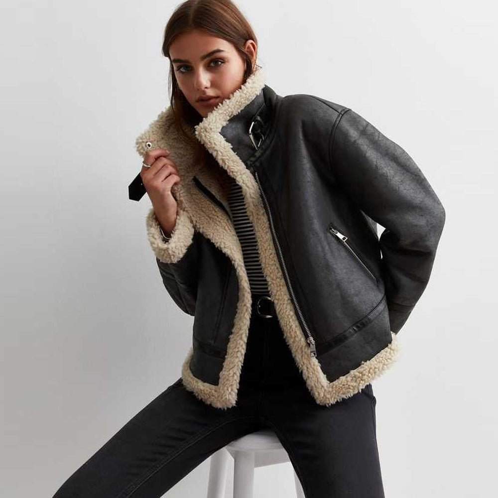 Aviator Leather Jacket-Sheepskin Jacket-Shearling Jacket