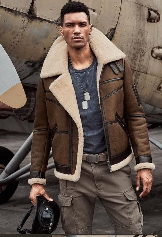 B3 Bomber Jacket-Sheepskin jacket-B3 Leather Bomber Jacket