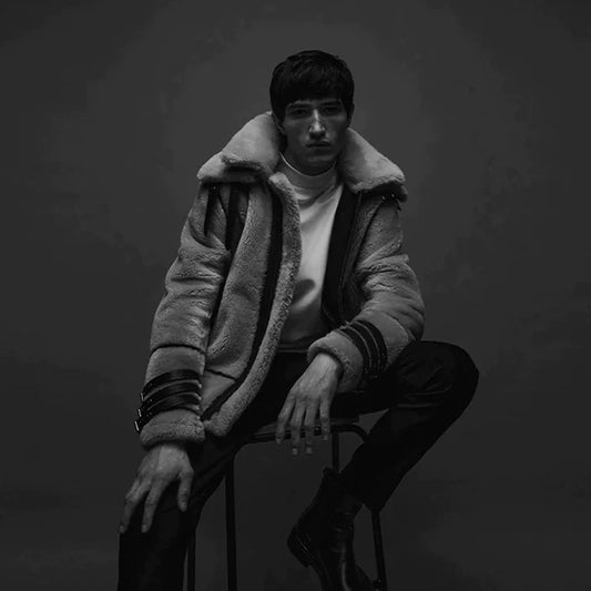 Sheepskin Leather Jacket-Shearling Jacket-B3 Bomber Jacket