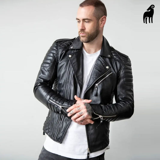 Black leather jacket-Motorcycle jacket