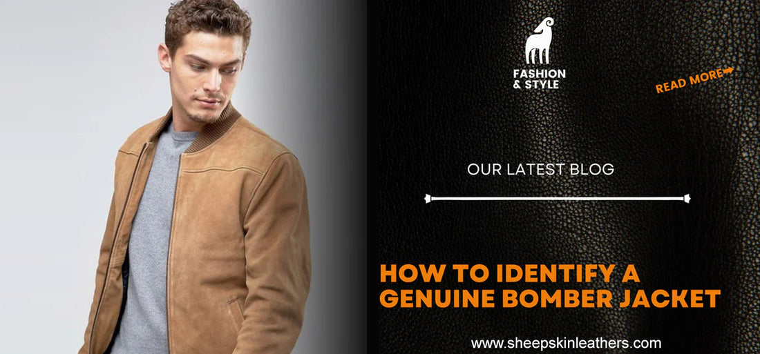 Detailed guide on identifying a genuine bomber jacket, showcasing high-quality leather, precise stitching, durable hardware, and authentic brand labels.