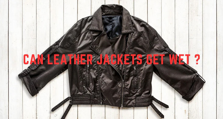 Close-up of a wet leather jacket with water droplets, showcasing its texture and water resistance. Learn how to protect and care for leather jackets in rain.