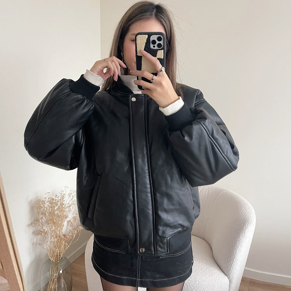 Leather Bomber Jacket-Aviator Jacket-Military Jacket