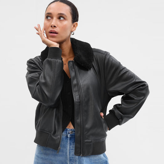 Leather Bomber Jacket-Pilot Jacket-Military Jacket-Flight Jacket