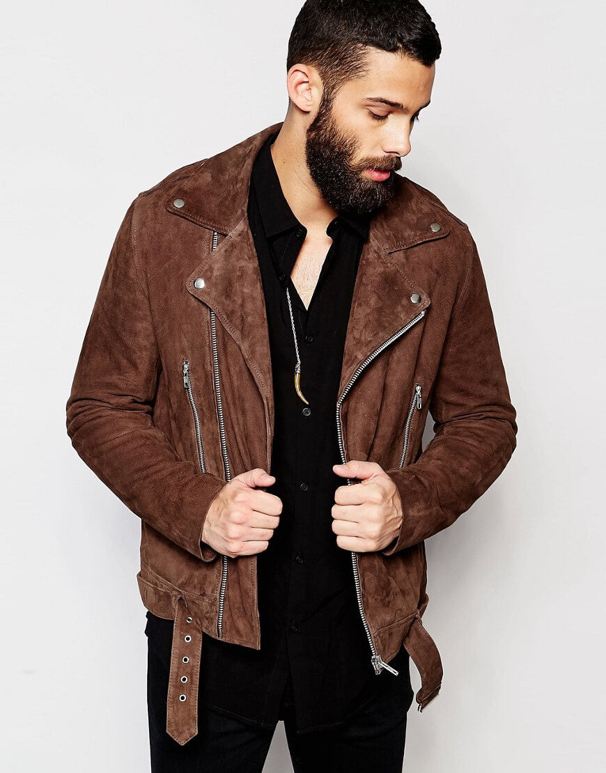 Men's suede leather jacket-lambskin jacket