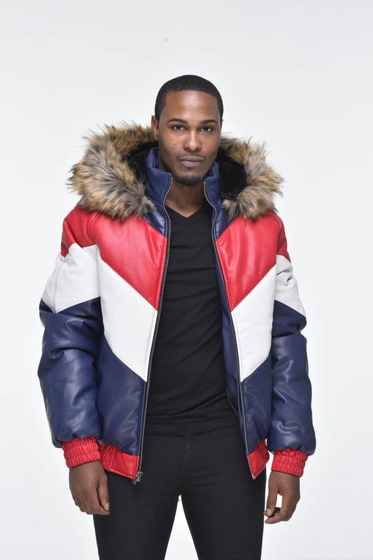 Men's V bomber jacket-bubble jacket-sheepskin jacket