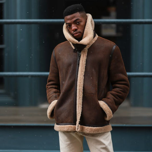 Shearling Leather Jacket-Sheepskin Jacket-B3 Bomber Jacket