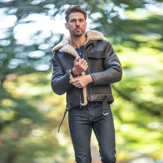 Sheepskin Leather Jacket-Shearling Jacket-Aviator Jacket