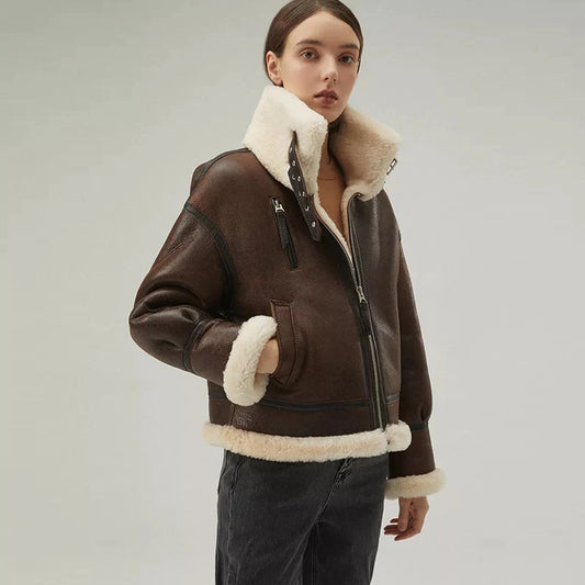 Shearling Leather Jacket-Sheepskin Jacket-Aviator Jacket