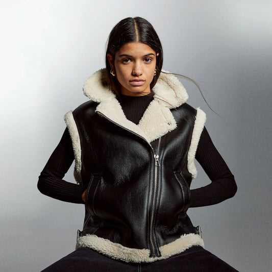 Shearling Leather Vest-Sheepskin Vest-Aviator Vest-B3 Vest