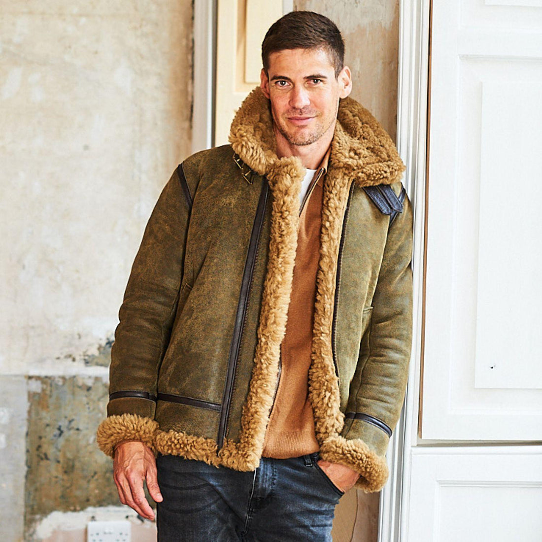 Sheepskin Leather Jacket-Shearling Jacket-Aviator Jacket