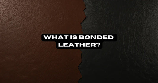 Close-up of bonded leather texture showing its uniform appearance and embossed finish, highlighting its affordability and versatility in fashion and furniture.