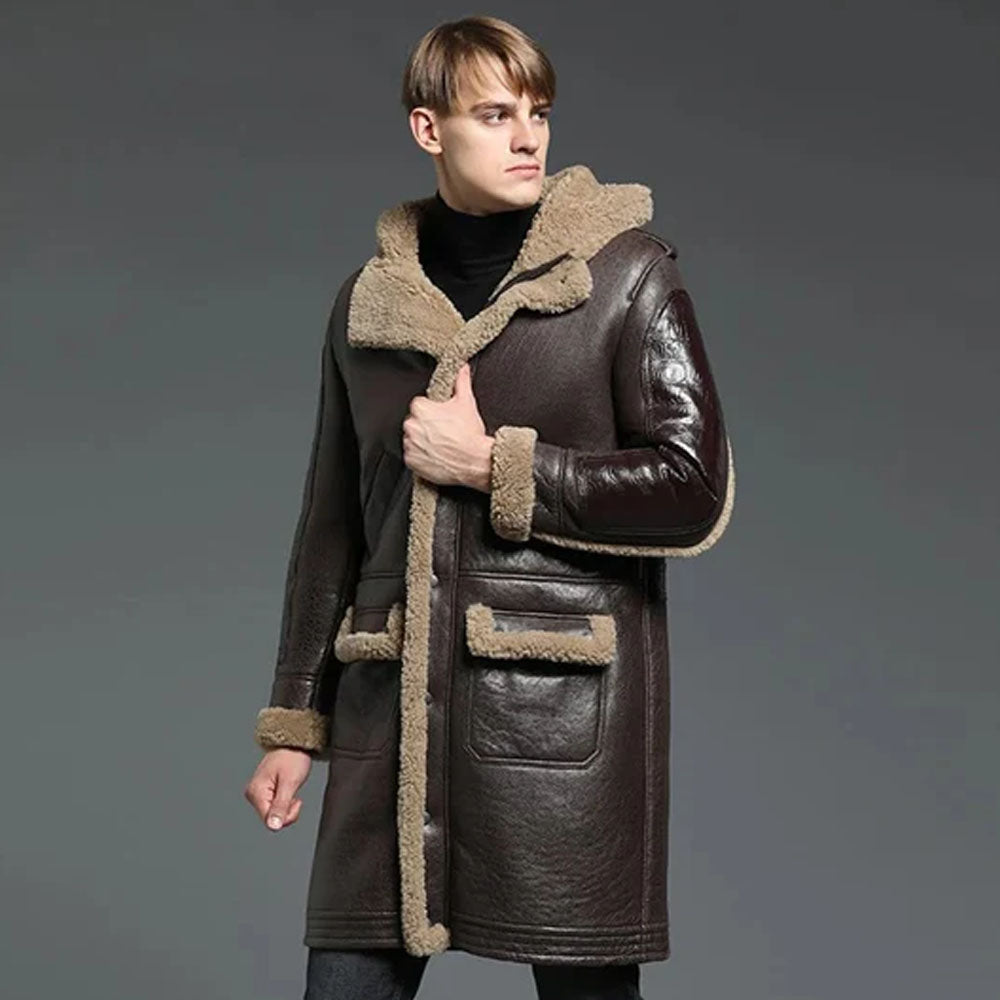 Shearling Leather Coat-Sheepskin Coat-Trench Coat