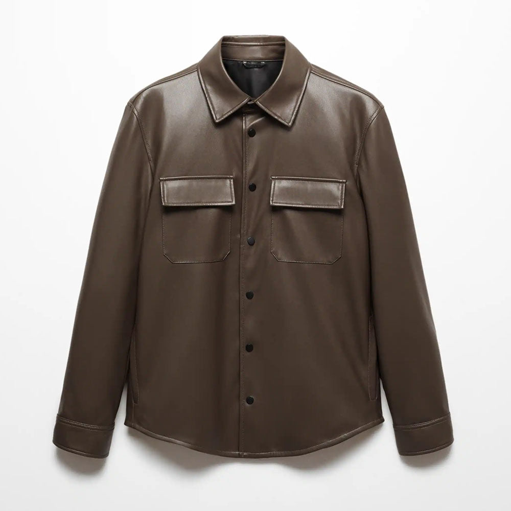 Men's Leather Shirt - Sheepskin Shirt - Suede Leather Shirt