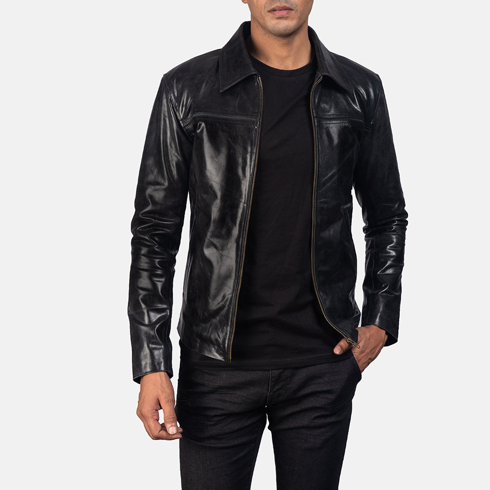 New Mystical Black Racing Motorcycle Men Leather Biker Jacket