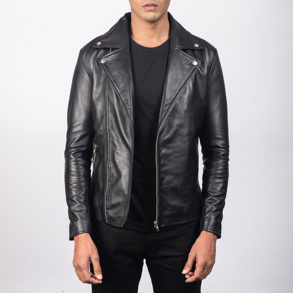New Men Black Racing Motorbike Moto Leather Biker Jacket