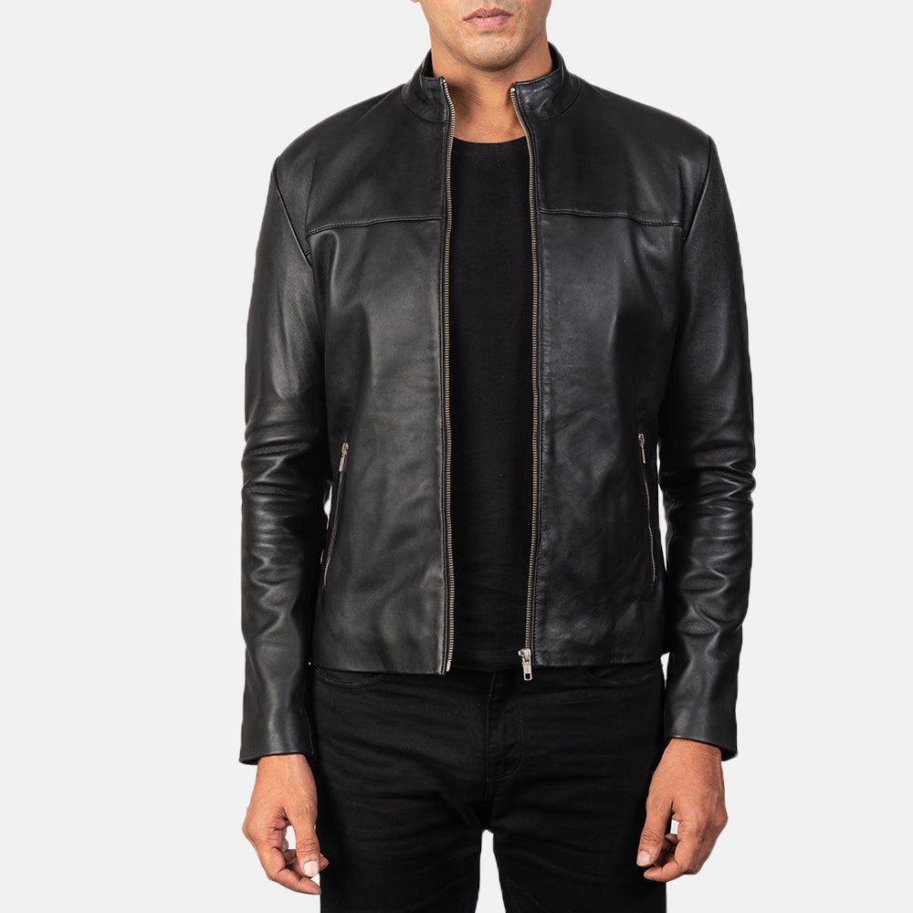 New Men Black Racing Motorbike Riding Leather Biker Jacket