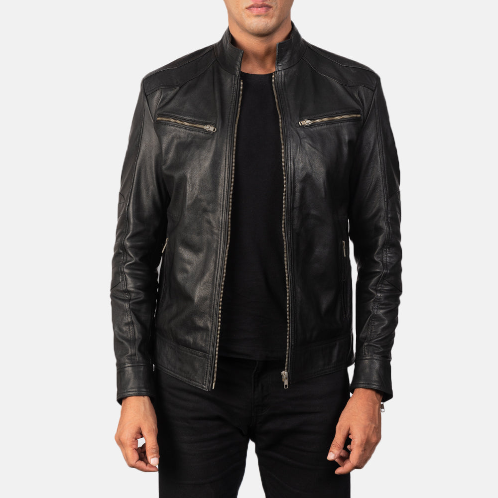 New Men Mack Black Racing Motorbike Riding Leather Biker Jacket