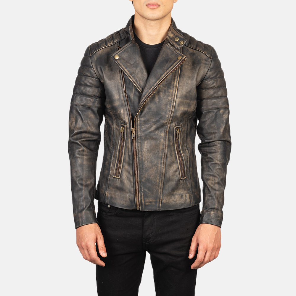 New Men Brown Moto Racing Motorbike Leather Biker Jacket