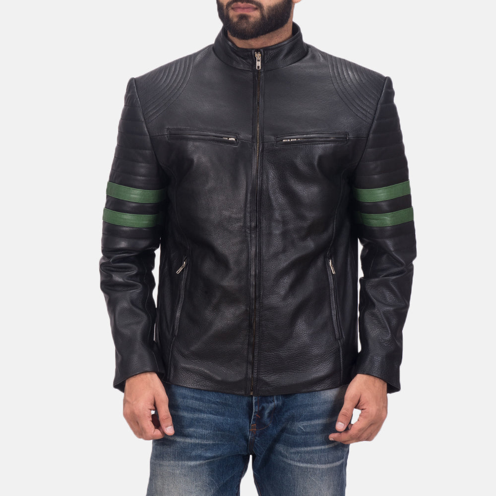 Men Night Trooper Black Motorcycle Racing Leather Biker Jacket