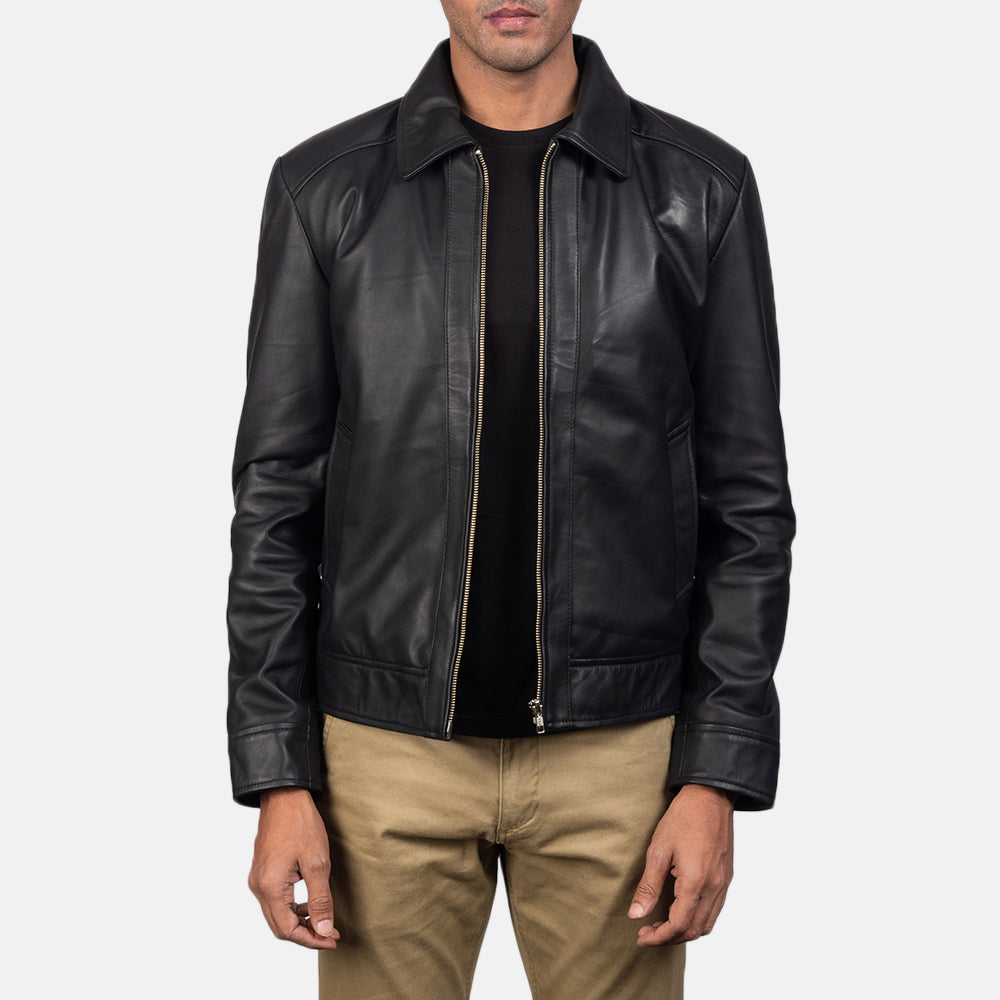 New Black Motorcycle Racing Leather Moto Biker Jacket For Men