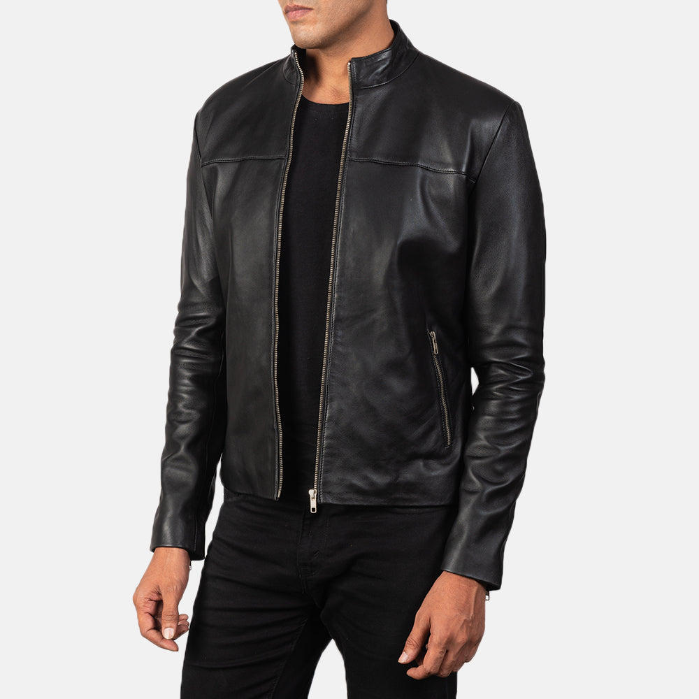 New Men Black Racing Motorbike Riding Leather Biker Jacket