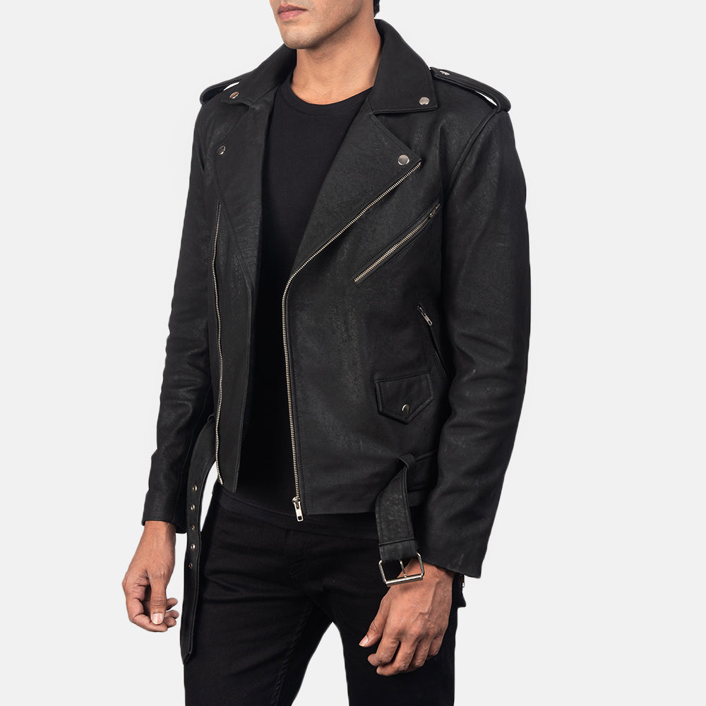 New Men Black Moto Racing Motorbike Leather Biker Jacket