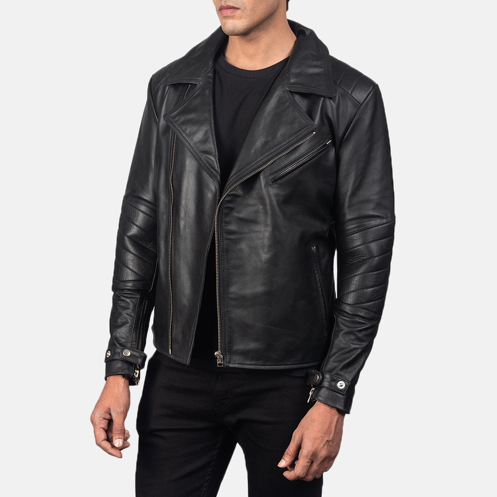 New Men Black Motorbike Moto Racing Leather Biker Jacket