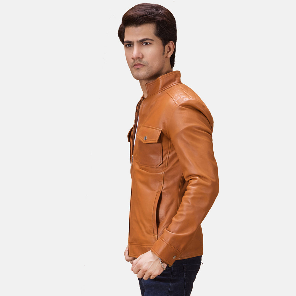 New Men Brown Moto Riding Leather Biker Jacket