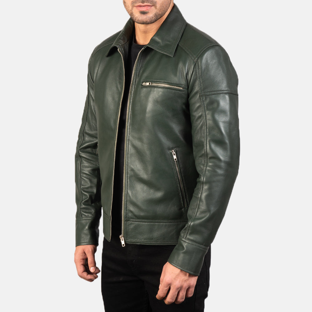 New Green Motorcycle Racing Moto Men Biker Leather Jacket