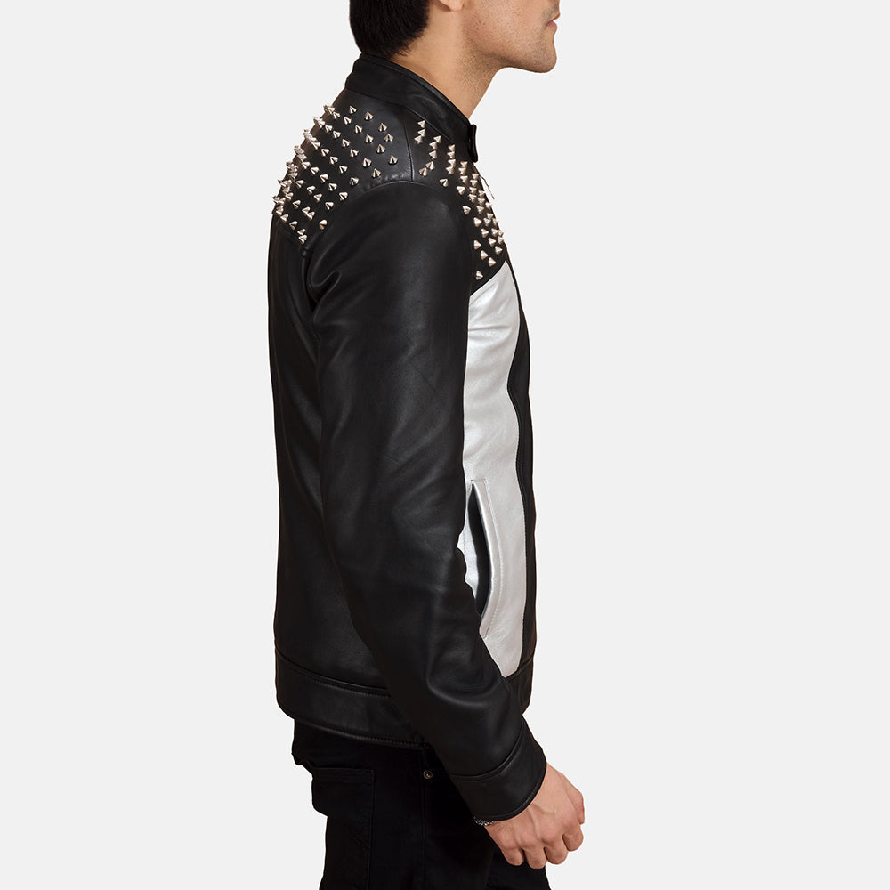 New Men Studded Black Moto Biker Motorcycle Leather Riding Jacket