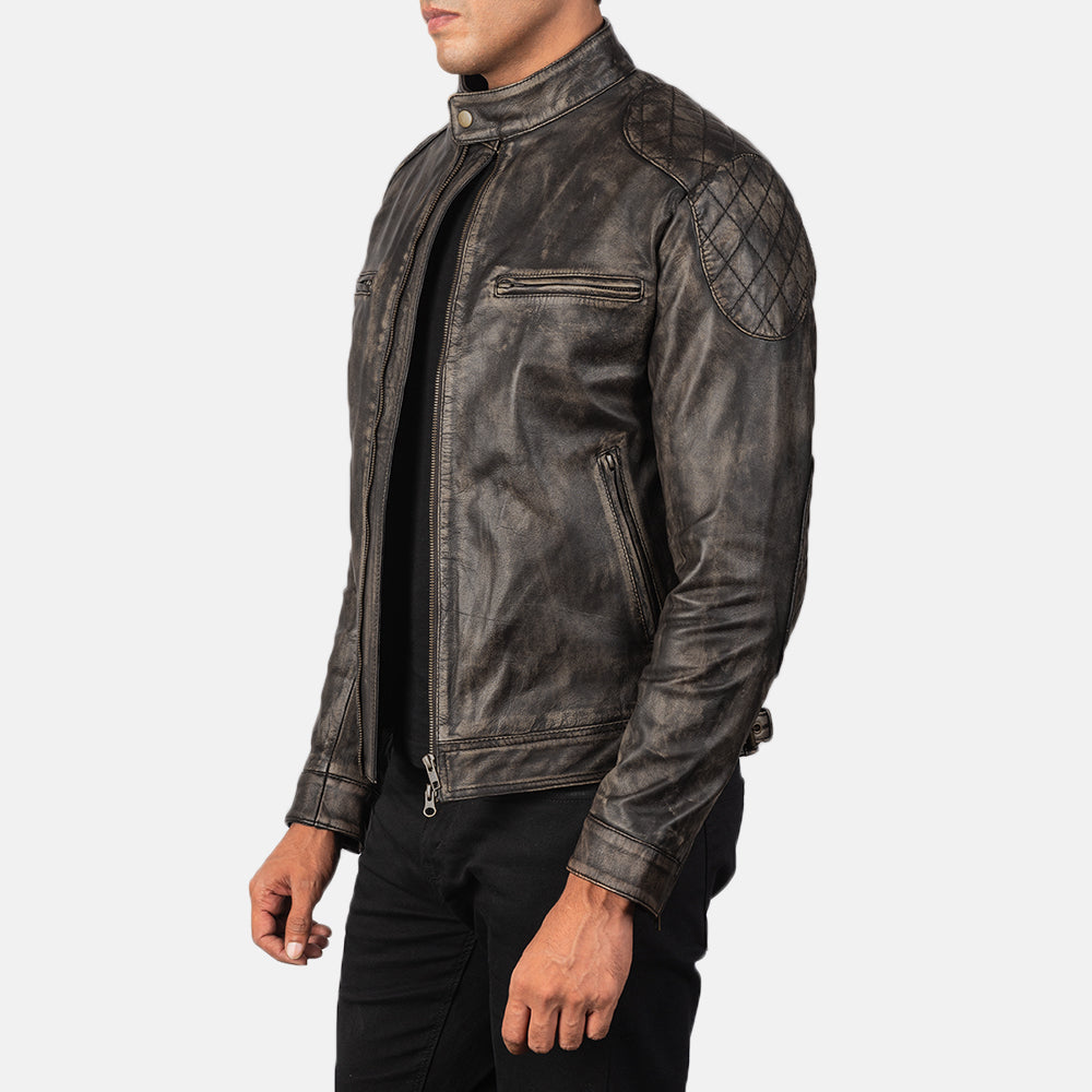 New Men Brown Moto Leather Racing Biker Jacket