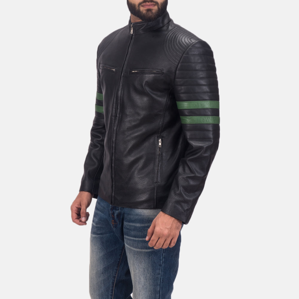Men Night Trooper Black Motorcycle Racing Leather Biker Jacket