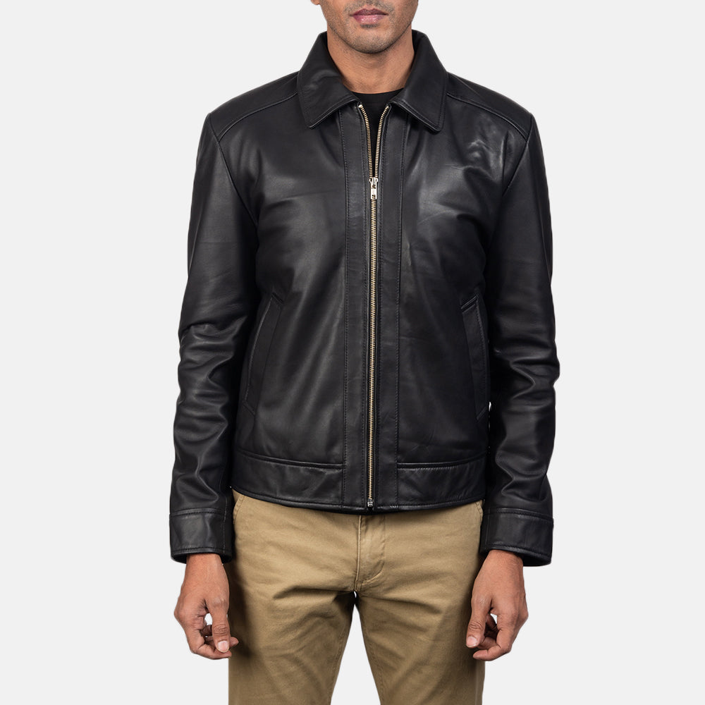 New Black Motorcycle Racing Leather Moto Biker Jacket For Men