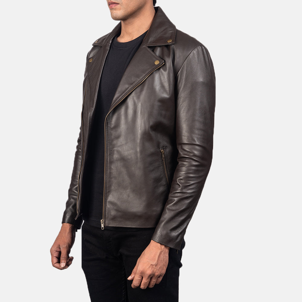 Brown Moto New Motorcycle Riding Leather Biker Jacket For Men