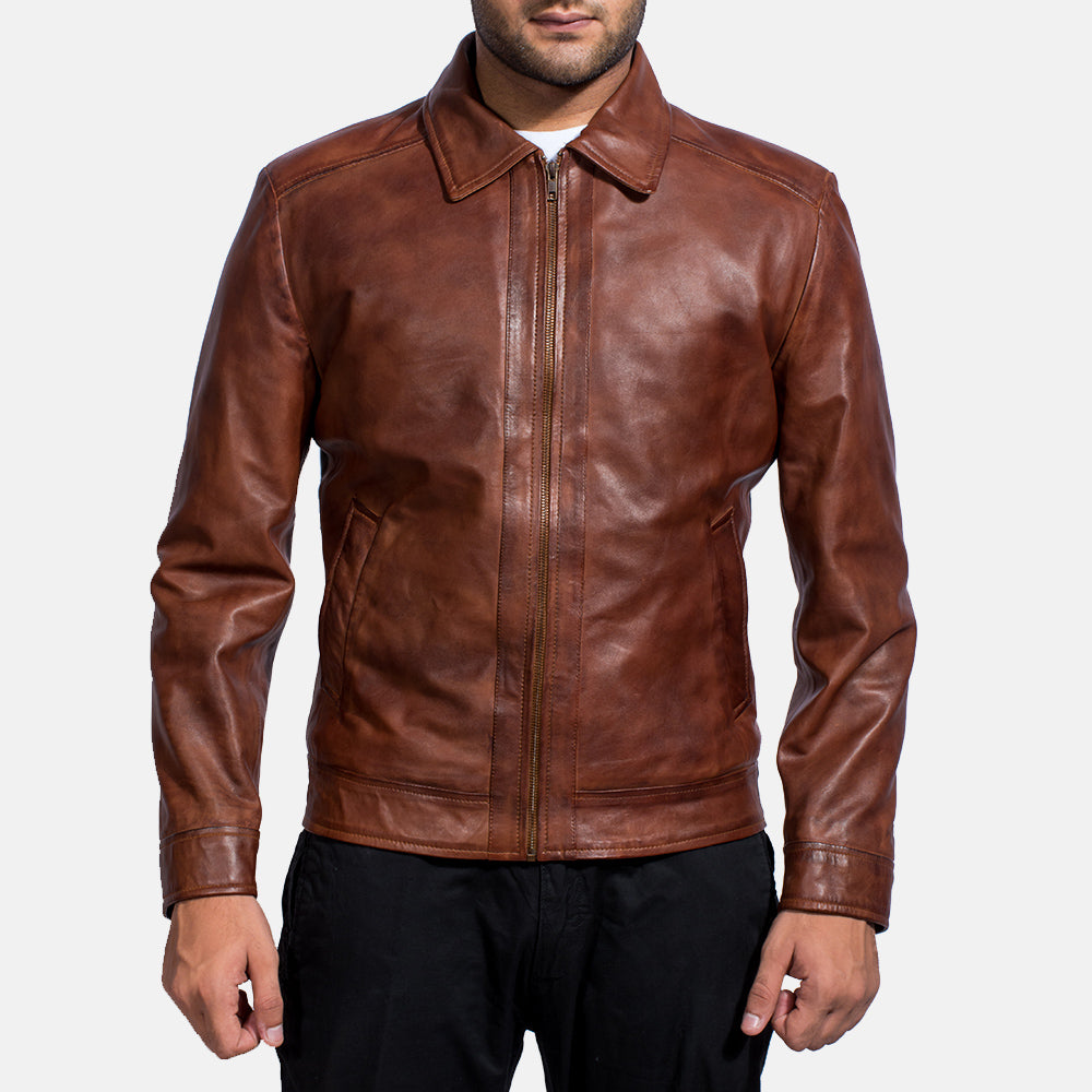 Men Brown Motorcycle Riding Moto Biker Leather Jacket