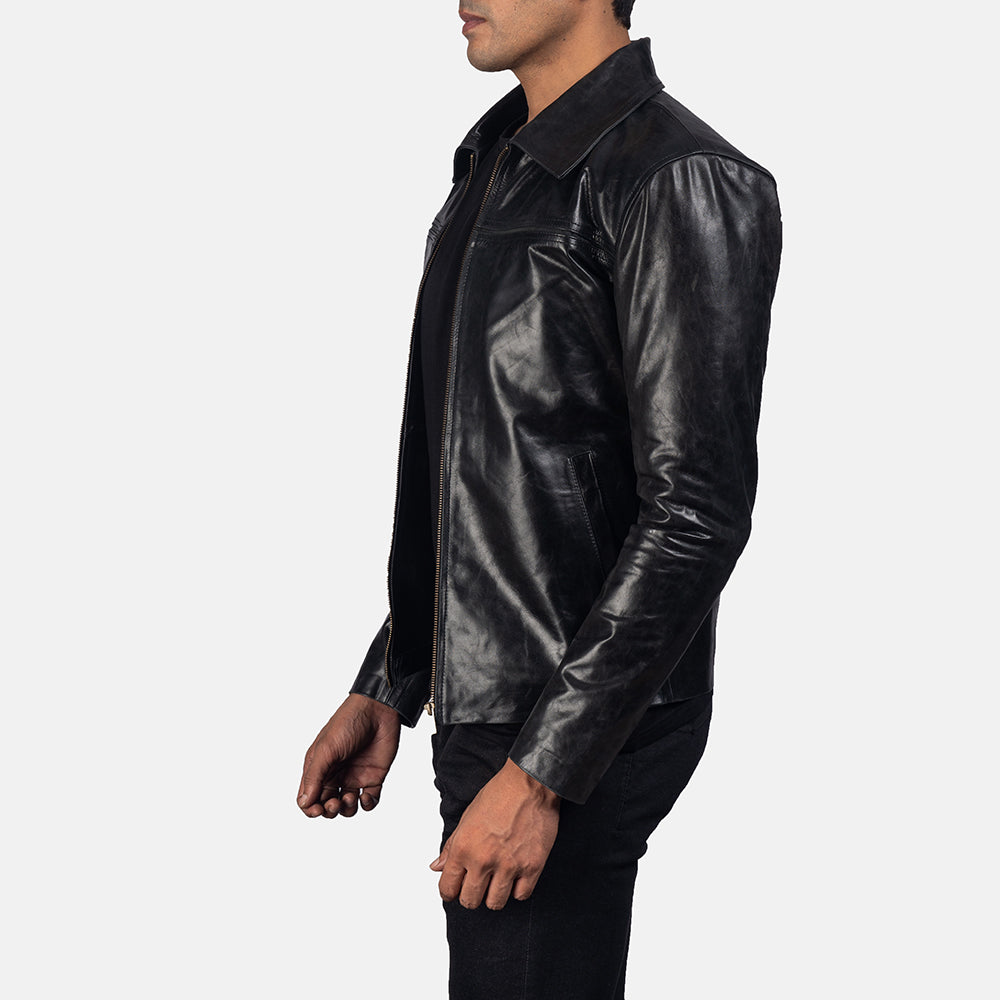 New Mystical Black Racing Motorcycle Men Leather Biker Jacket