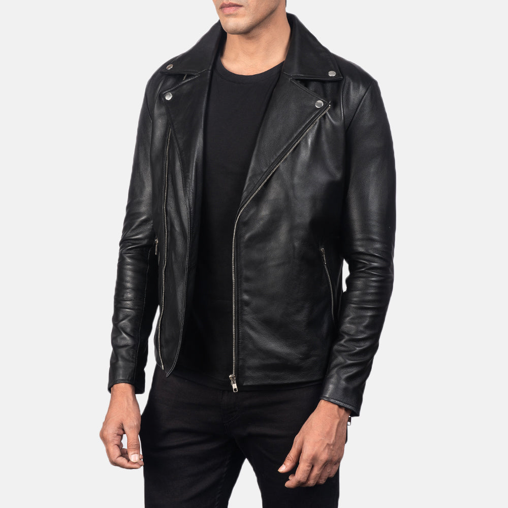 New Men Black Racing Motorbike Moto Leather Biker Jacket