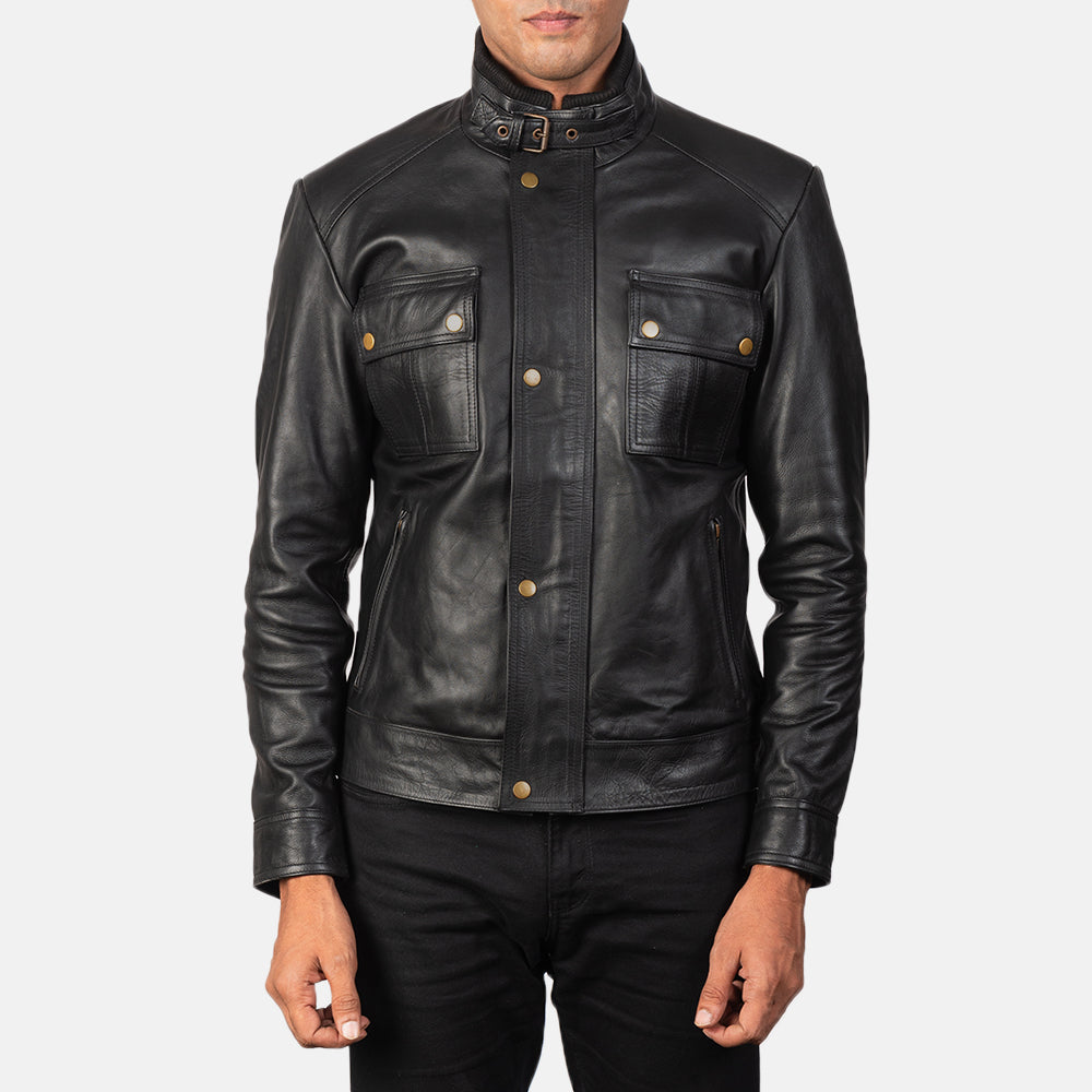 Men Darren Black Motorbike Riding Moto Leather Biker Jacket