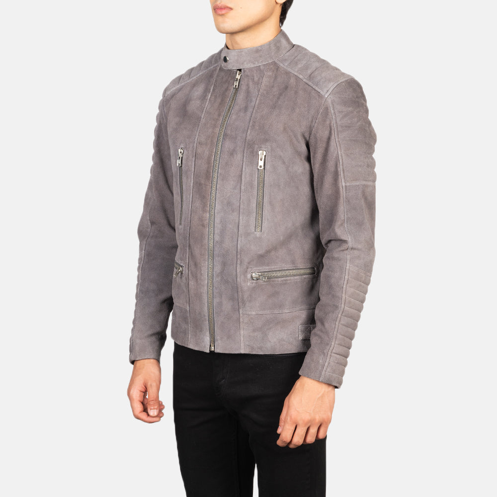 New Damian Grey Motorbike Riding Moto Leather Suede Biker Jacket For Men