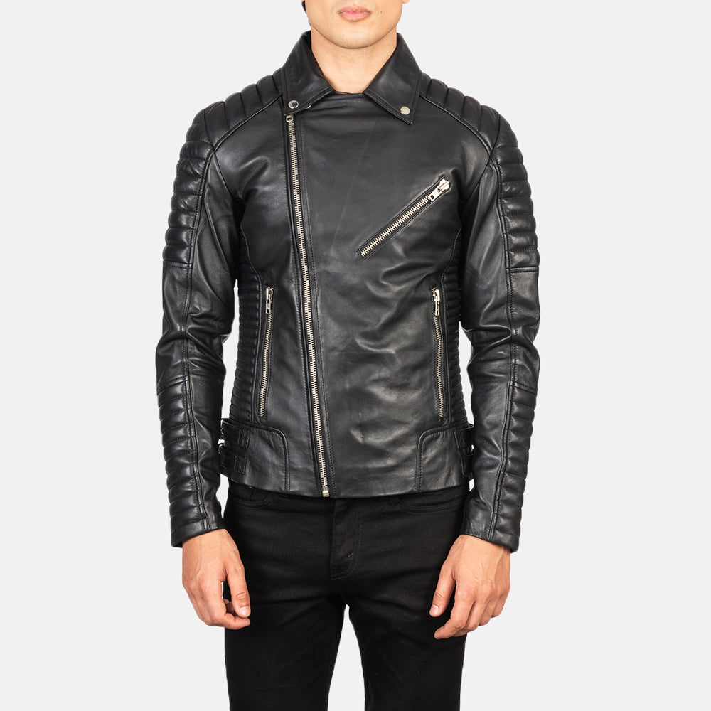 New Men Armand Black Moto Riding Motorbike Leather Biker Jacket