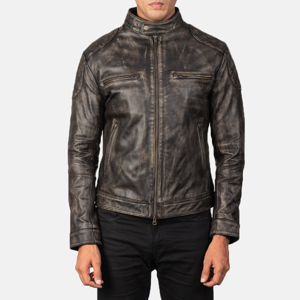 New Men Brown Moto Leather Racing Biker Jacket