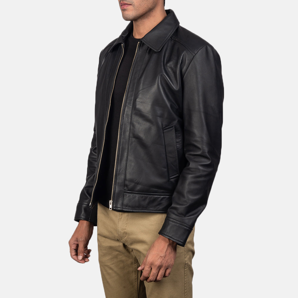 New Black Motorcycle Racing Leather Moto Biker Jacket For Men