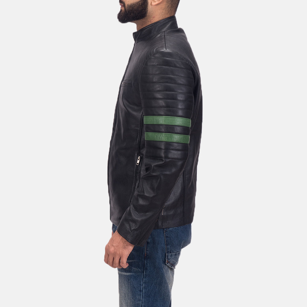 Men Night Trooper Black Motorcycle Racing Leather Biker Jacket