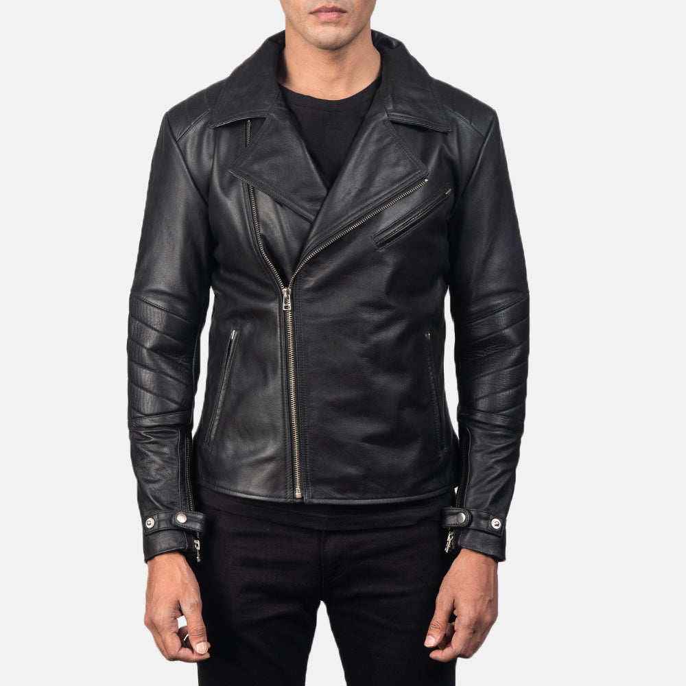 New Men Black Motorbike Moto Racing Leather Biker Jacket