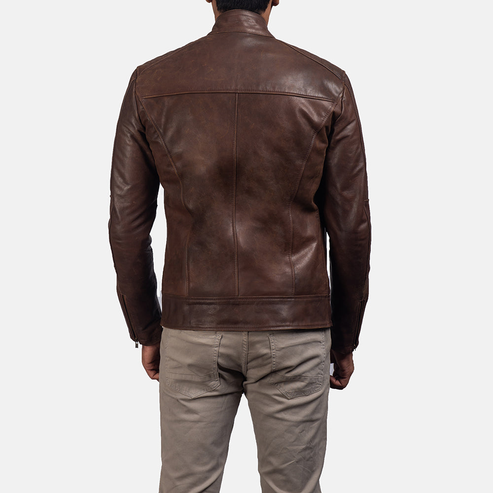 New Men Dark Brown Motorcycle Racing Biker Leather Jacket