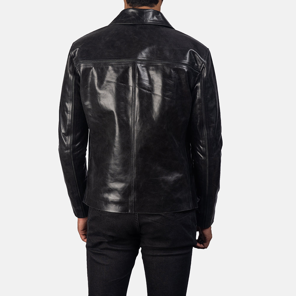 New Mystical Black Racing Motorcycle Men Leather Biker Jacket