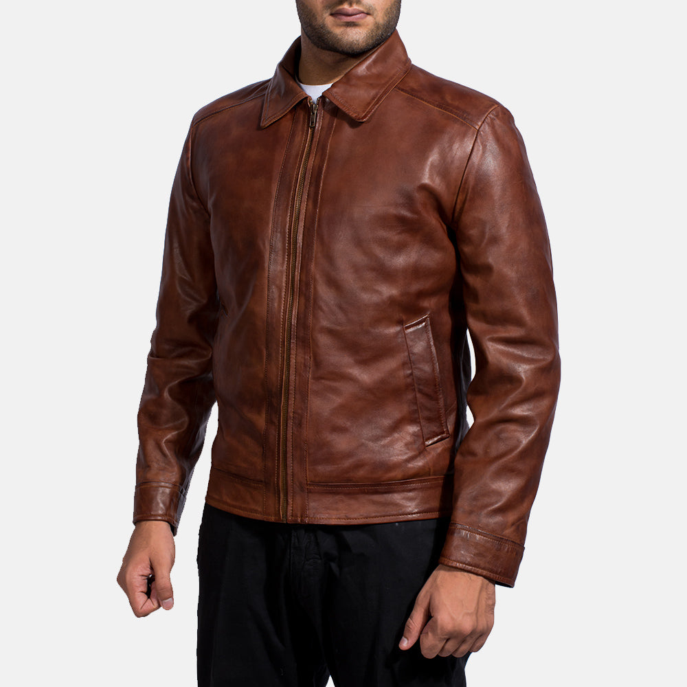 Men Brown Motorcycle Riding Moto Biker Leather Jacket