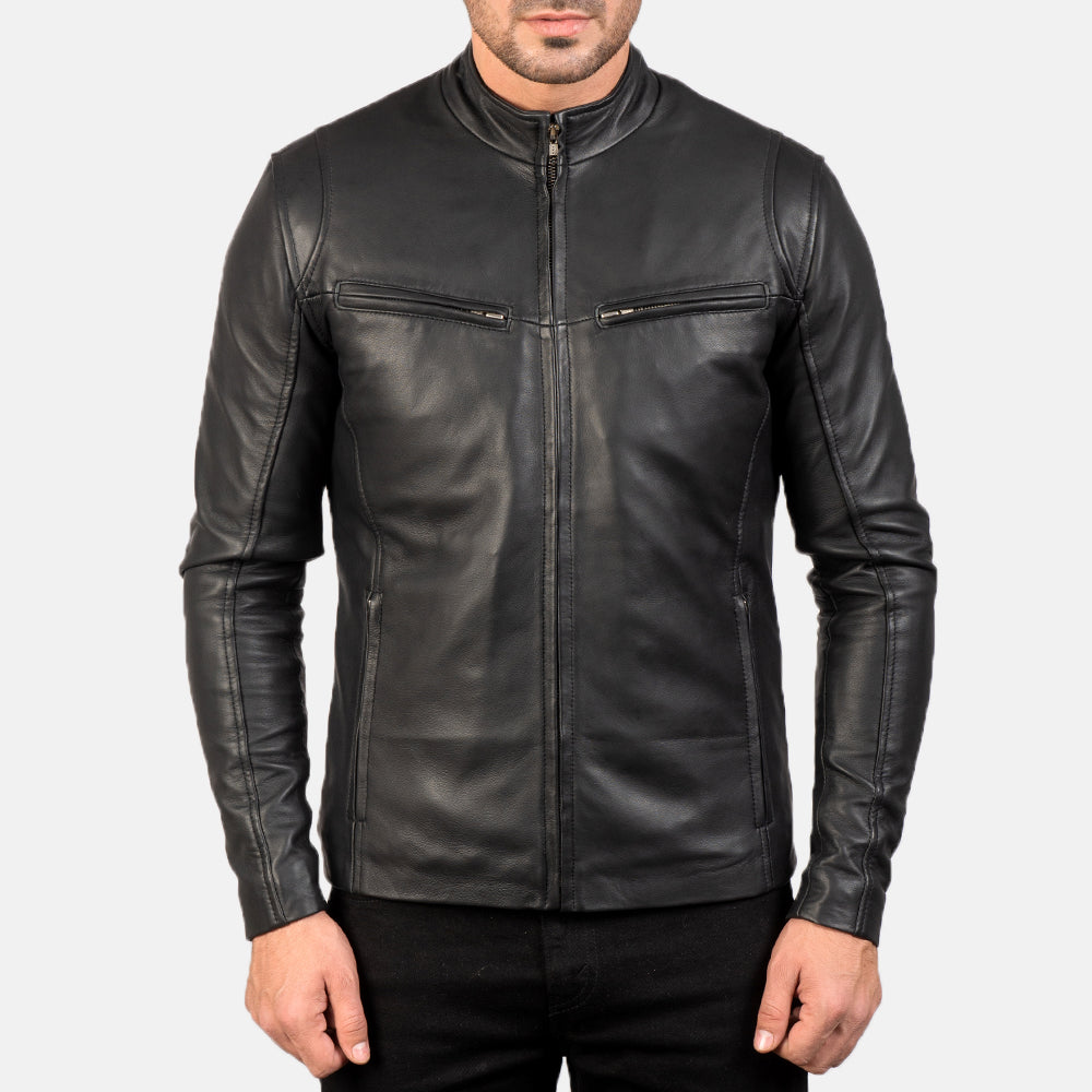 New Men Black Motorbike Racing Moto Leather Biker Jacket