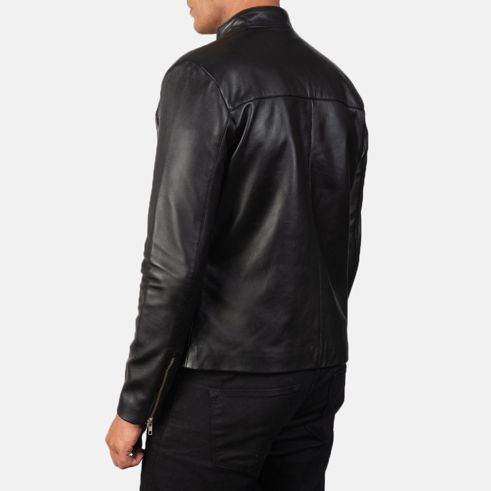 New Men Black Racing Motorbike Riding Leather Biker Jacket
